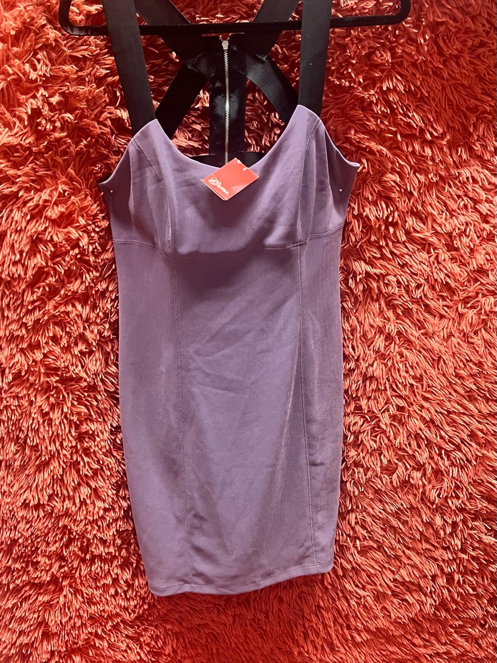 Guess Sleeveless Purple Bodycon Dress with Black straps NWT